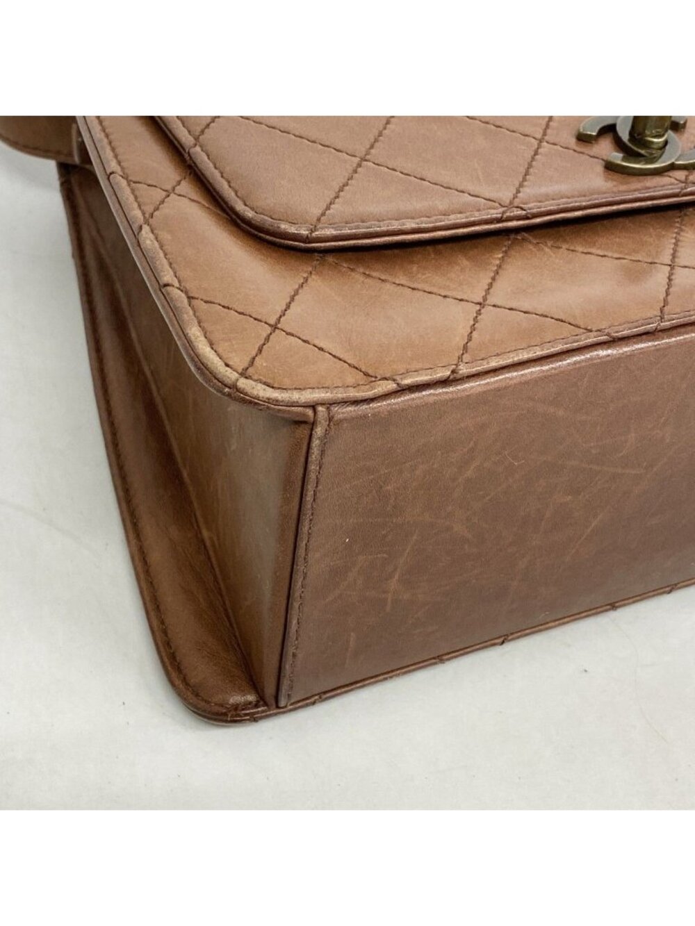 Chanel Shoulder Bag Quilted Lambskin Brown Gold - Picture 7 of 10